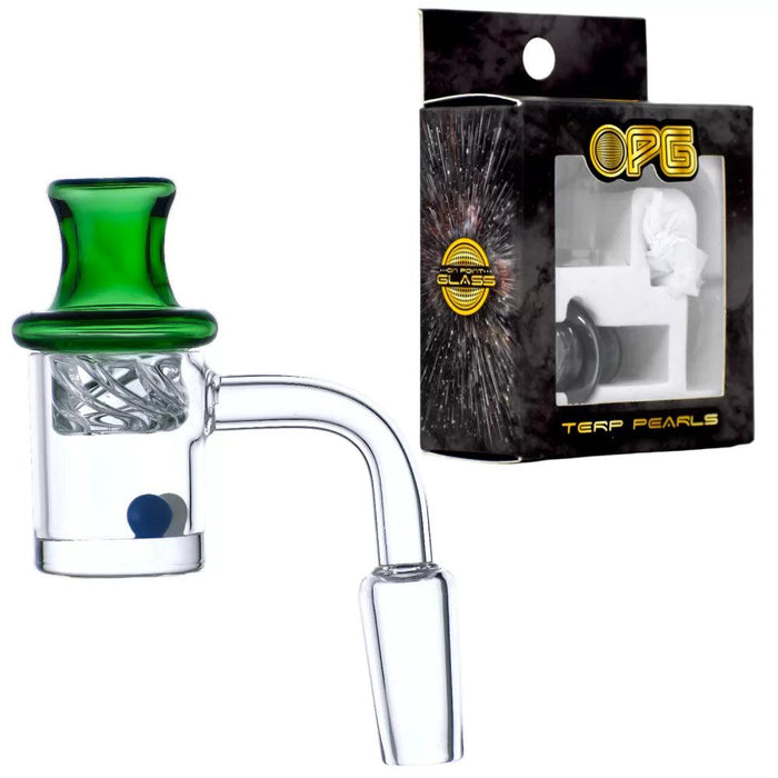 OPG - 25mm Flat Bottom 4mm W/ Directional Carb Cap & 2 Marble 6mm Banger Set - 14mm 90°