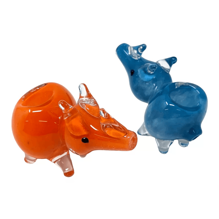 Assorted Color Frit Art Mini Rhino Animal Hand Pipe