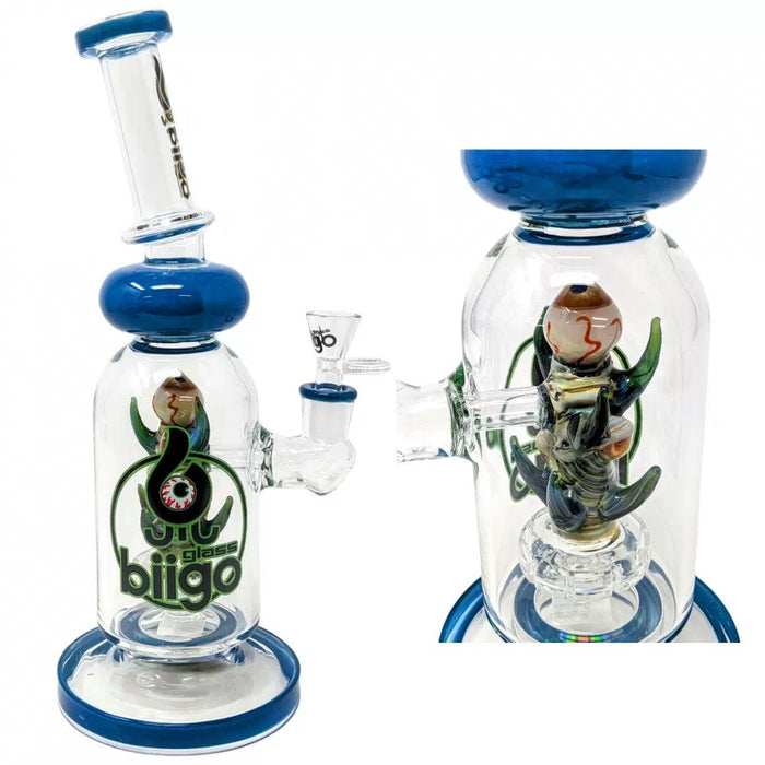 BIIGO Glass By Lookah - 12" Poly-Horned Splendor Spectacle Perc Water Pipe