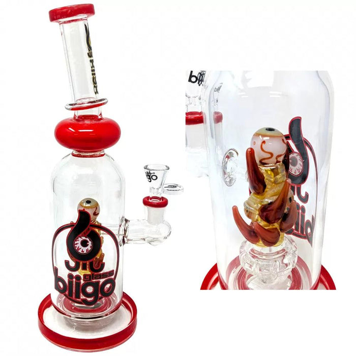 BIIGO Glass By Lookah - 12" Poly-Horned Splendor Spectacle Perc Water Pipe