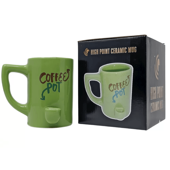 High Point Ceramic Green Coffee Pot Mug Hand Pipe