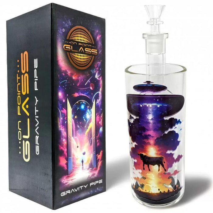 On Point Glass - 8" Boogie W/ Bovines Gravity Water Pipe | Cow Abduction Theme