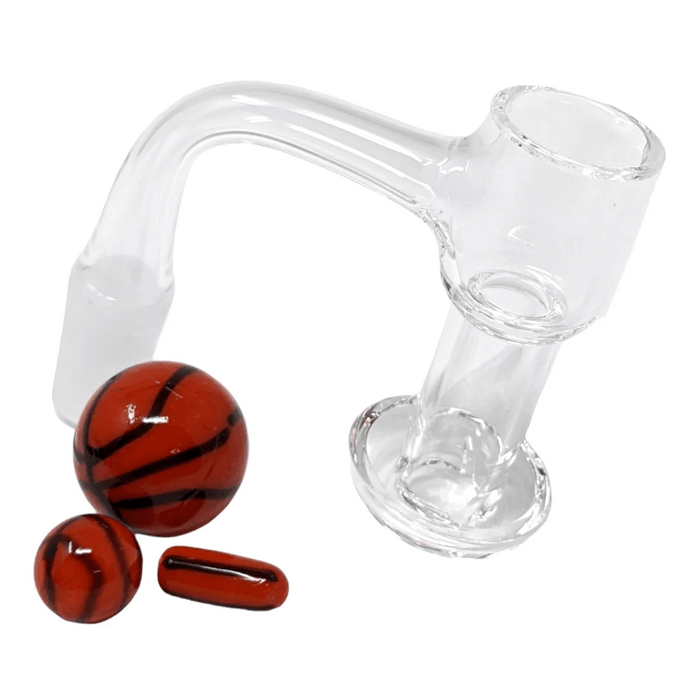 14mm Terp Slurper Quartz Banger With Basketball Carb Cap Set