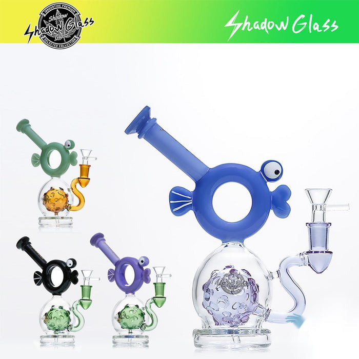 Shadow Glass Water Pipe Fish Head Shape With Swiss Perc