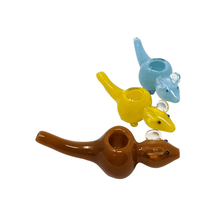 Frit Art Long Tail Rat Animal Hand Pipe