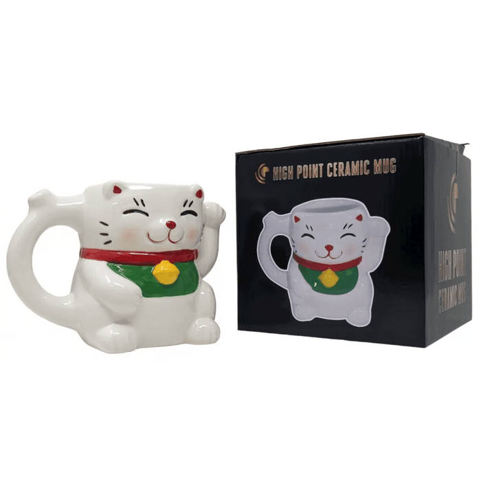 High Point Ceramic Lucky Cat Mug Hand Pipe