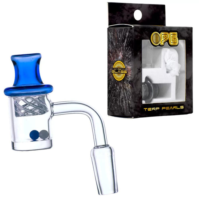 OPG - 25mm Flat Bottom 4mm W/ Directional Carb Cap & 2 Marble 6mm Banger Set - 14mm 90°