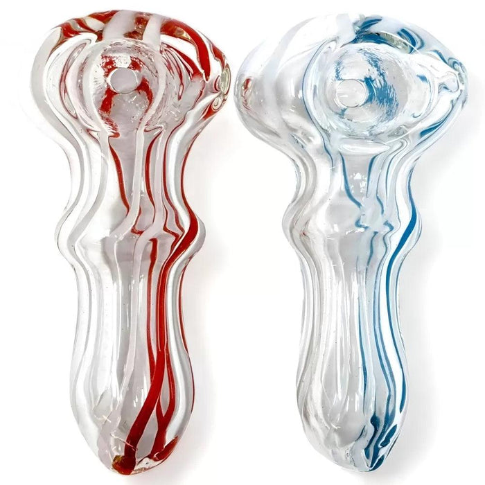 2.5" Transcendent Lines Artistry In Clear Glass Hand Pipes