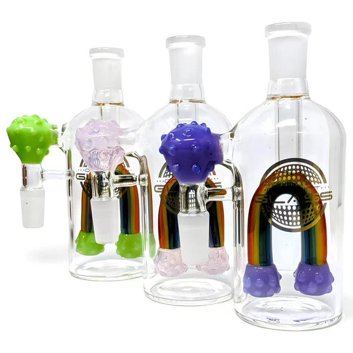 On Point Glass - 14mm Rainbow Candy Magic Ash Catcher On 90 Angle