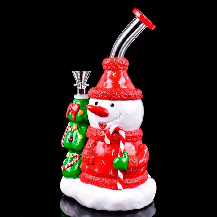 10" Winter Whimsy Snowman Glow-In-The-Dark Water Pipe – Festive Holiday Design