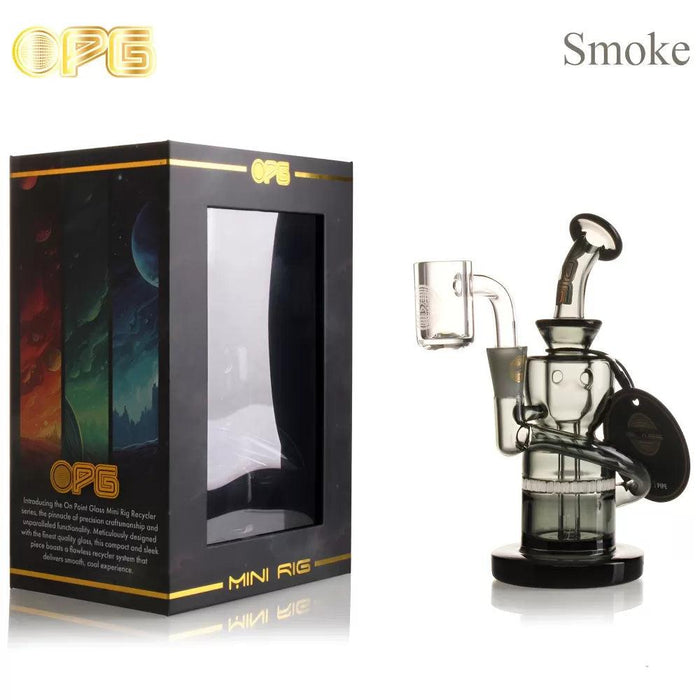 OPG - Mini Rig Series - 6" Annulated Shape Curved Neck Recycler W/ Banger Mini Rig