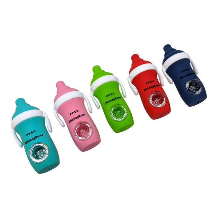 4.5" Assorted Color Milk Bottle Design Silicone Hand Pipe