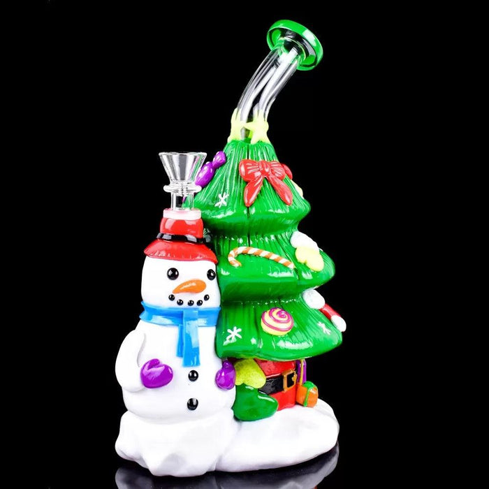 9.5" Glow-in-the-Dark Christmas Tree Water Pipe – Festive Holiday Design