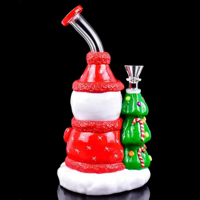 10" Winter Whimsy Snowman Glow-In-The-Dark Water Pipe – Festive Holiday Design