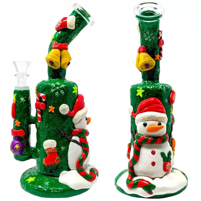 10" Glow-in-the-Dark Christmas Water Pipe – Festive Holiday Design