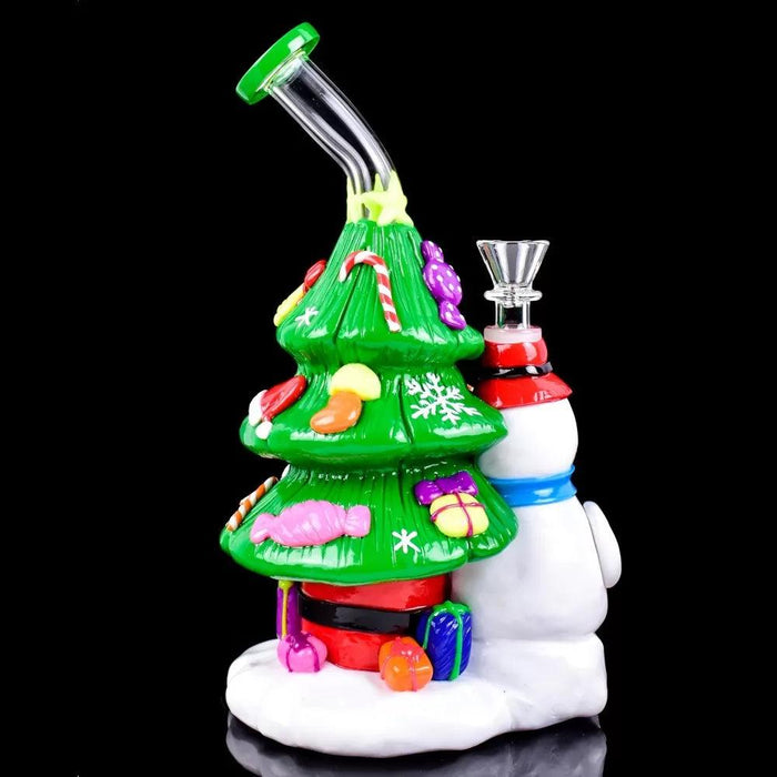 9.5" Glow-in-the-Dark Christmas Tree Water Pipe – Festive Holiday Design