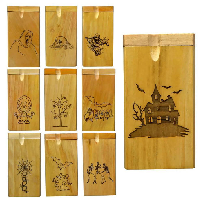 4'' Halloween Designs Engraved Light Wood Dugout