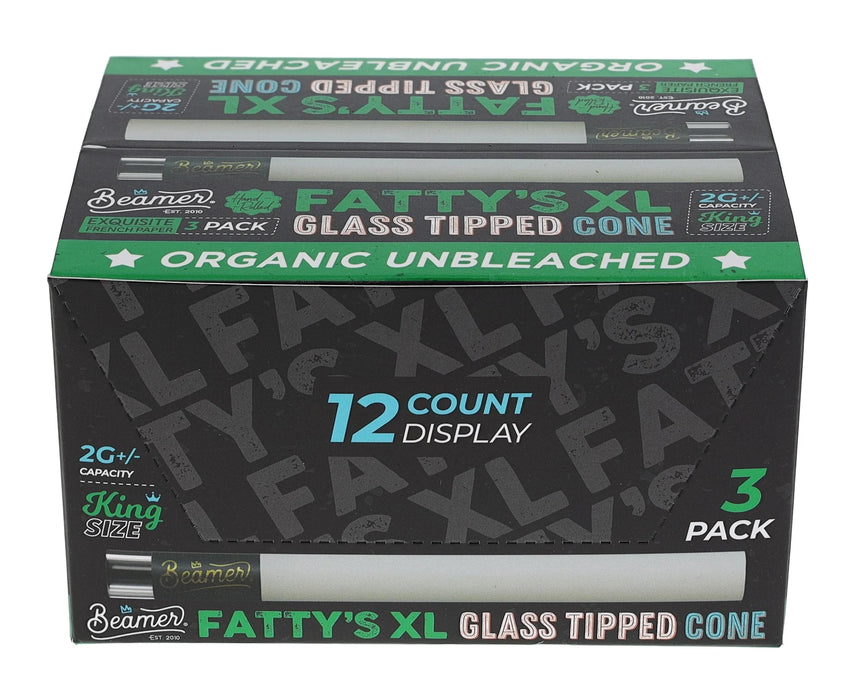 Beamer King Size Glass-Tipped Organic Pre-Rolled Cones - 3Ct Packs