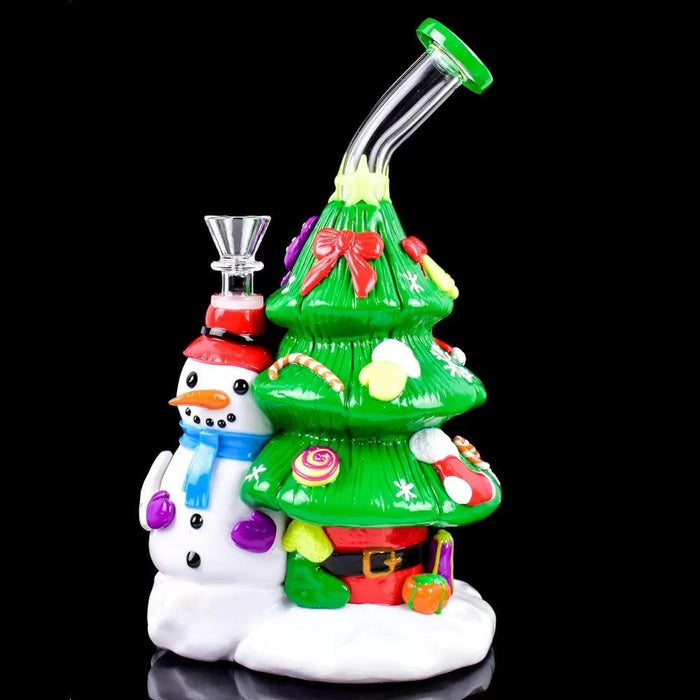 9.5" Glow-in-the-Dark Christmas Tree Water Pipe – Festive Holiday Design