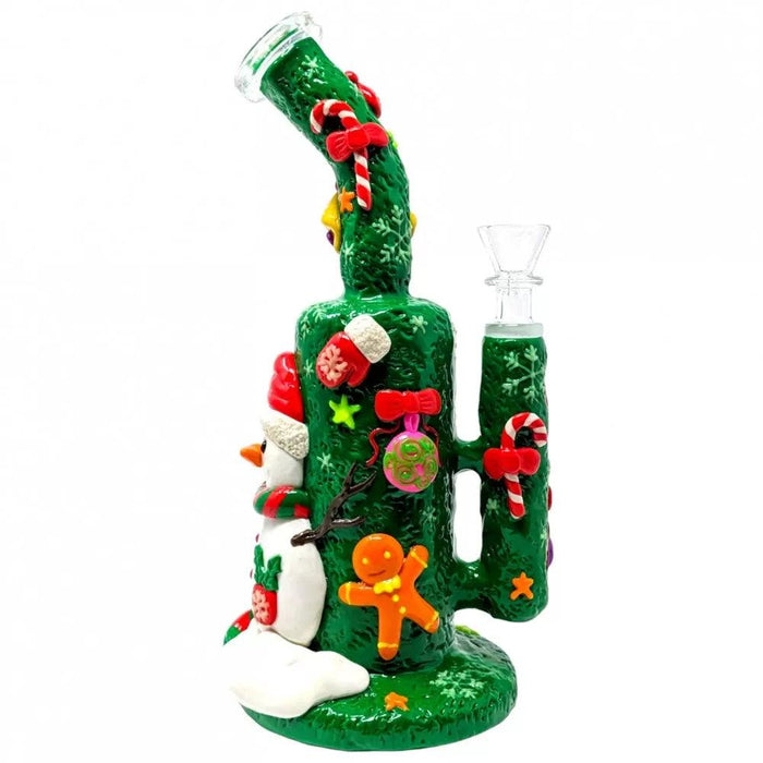 10" Glow-in-the-Dark Christmas Water Pipe – Festive Holiday Design