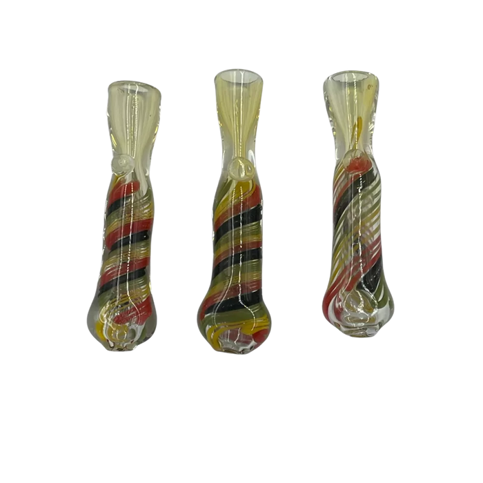 3" Silver Fumed Rasta & Galaxy Ribbon Chillum Hand Pipe