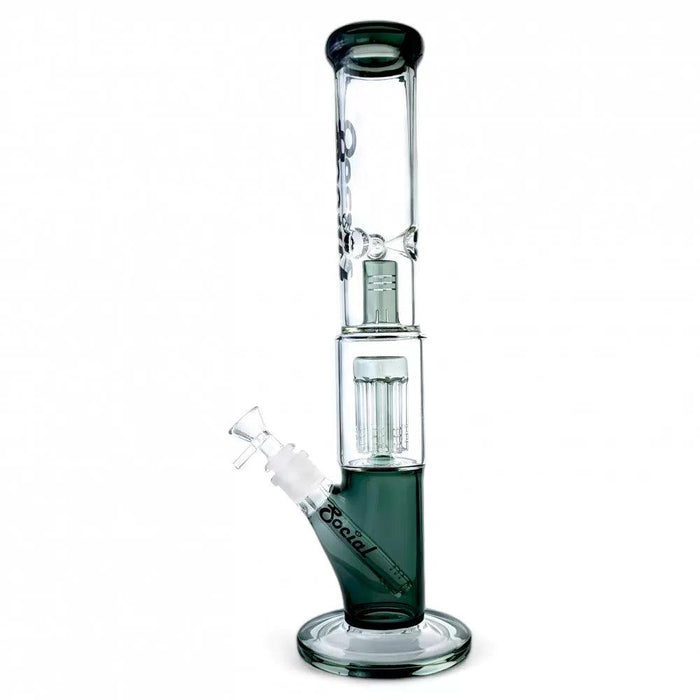 Social Glass - 15" Tree Perc Cylindrical Water Pipe | Inhale Nature's Essence