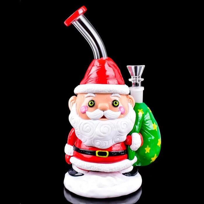 10" Ho Ho Ho, Merry Christmas! Jingle & Inhale Glow In The Dark Xmas Water Pipe