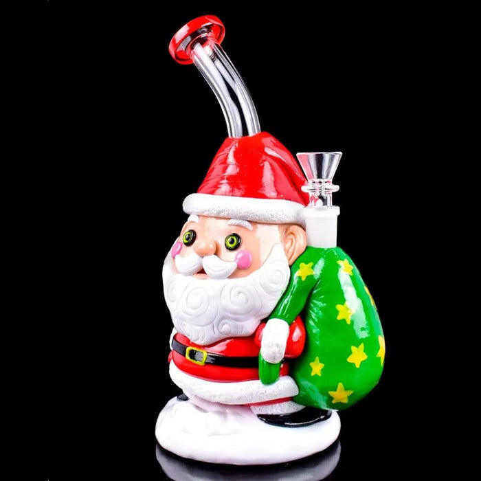 10" Ho Ho Ho, Merry Christmas! Jingle & Inhale Glow In The Dark Xmas Water Pipe