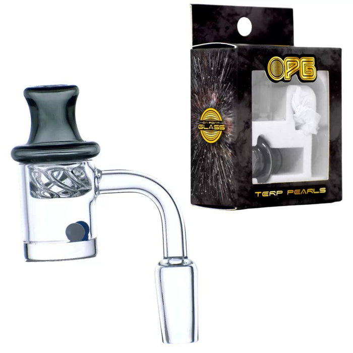 OPG - 25mm Flat Bottom 4mm W/ Directional Carb Cap & 2 Marble 6mm Banger Set - 14mm 90°