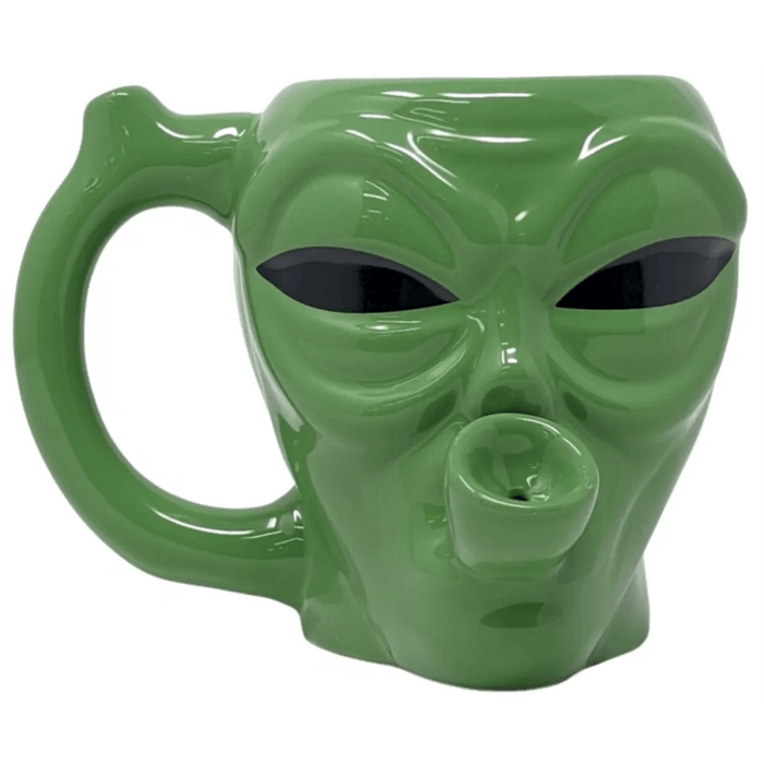 High Point Ceramic Green Alien Mug Hand Pipe - Unique Dual-Function Mug