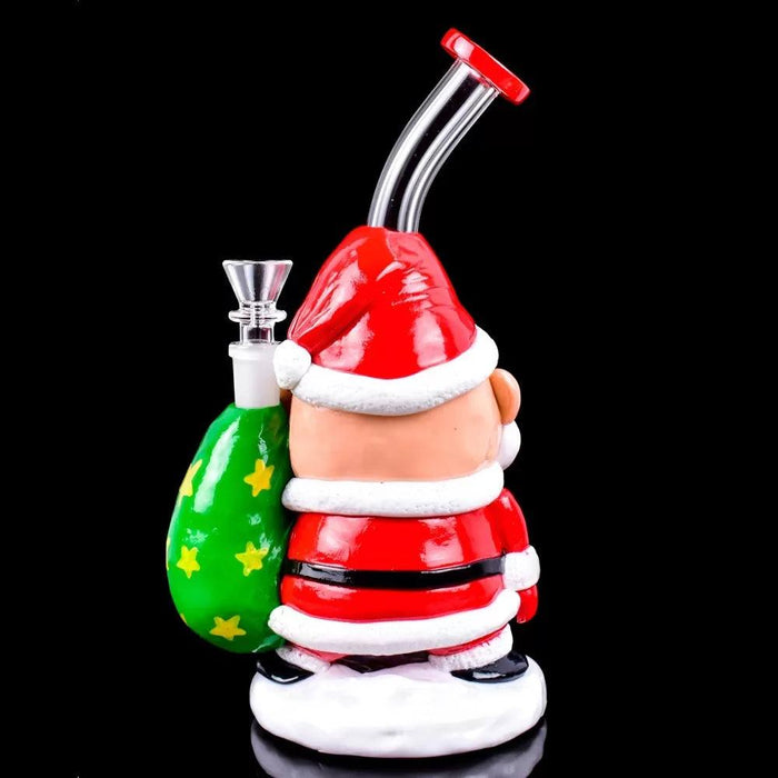 10" Ho Ho Ho, Merry Christmas! Jingle & Inhale Glow In The Dark Xmas Water Pipe