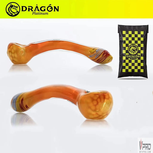 Dragon Platinum  Curved Spoon Glass Hand Pipe Dragon Glass