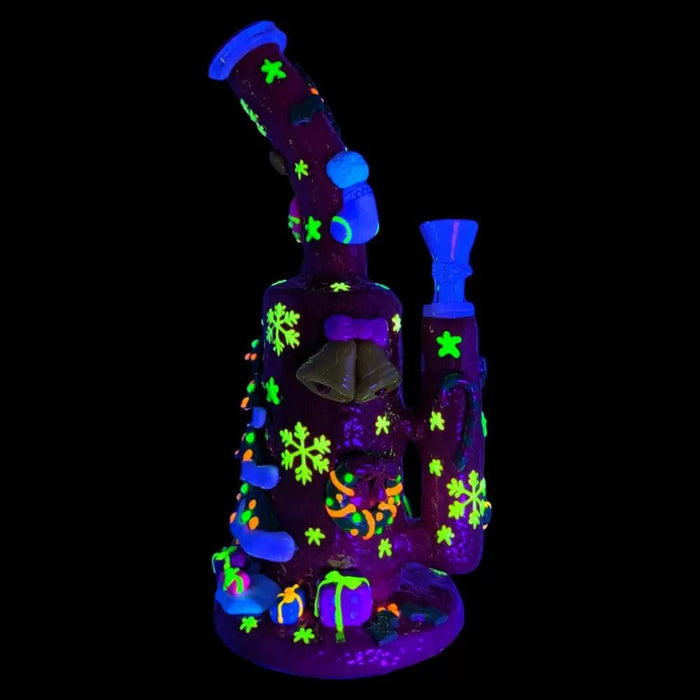 9.5" Festive Christmas Glow-In-The-Dark Water Pipe – Perfect Holiday Gift