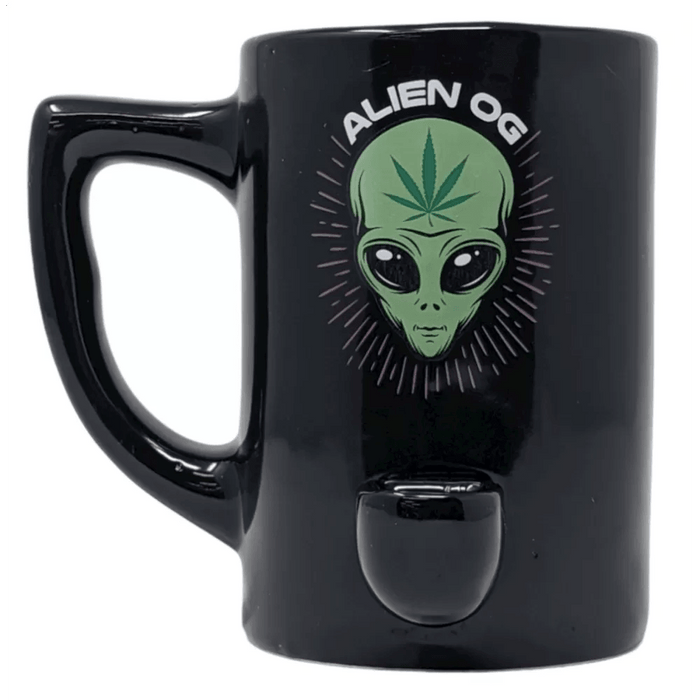 High Point Ceramic Alien Imprint Mug Hand Pipe - Dual-Function Coffee Mug