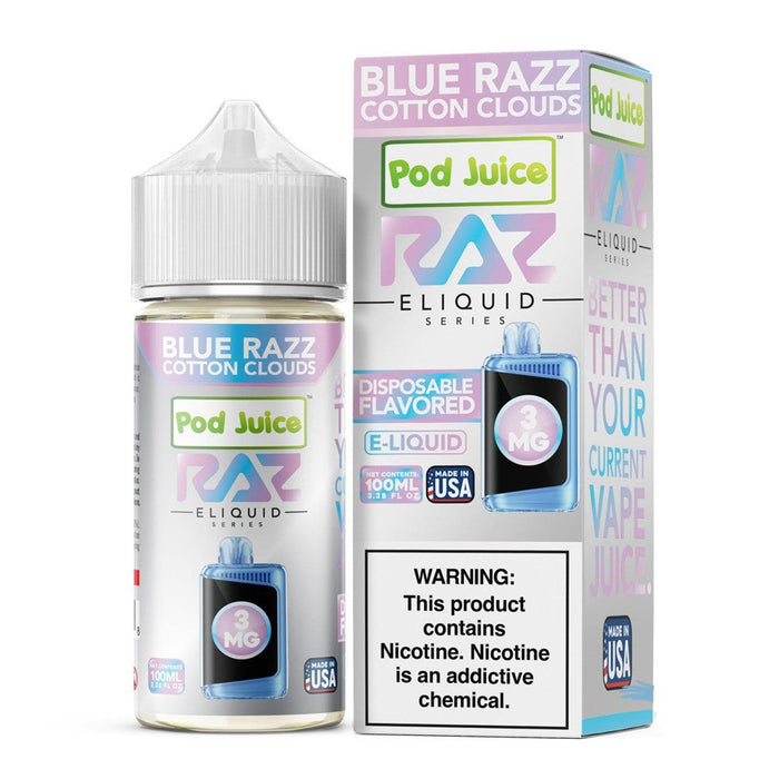 Blue Razz Cotton Clouds - POD Juice x RAZ 100mL