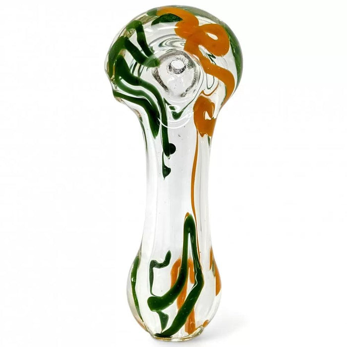 3.5" Clear Glass Dual Color Scribble Line Art Hand Pipe