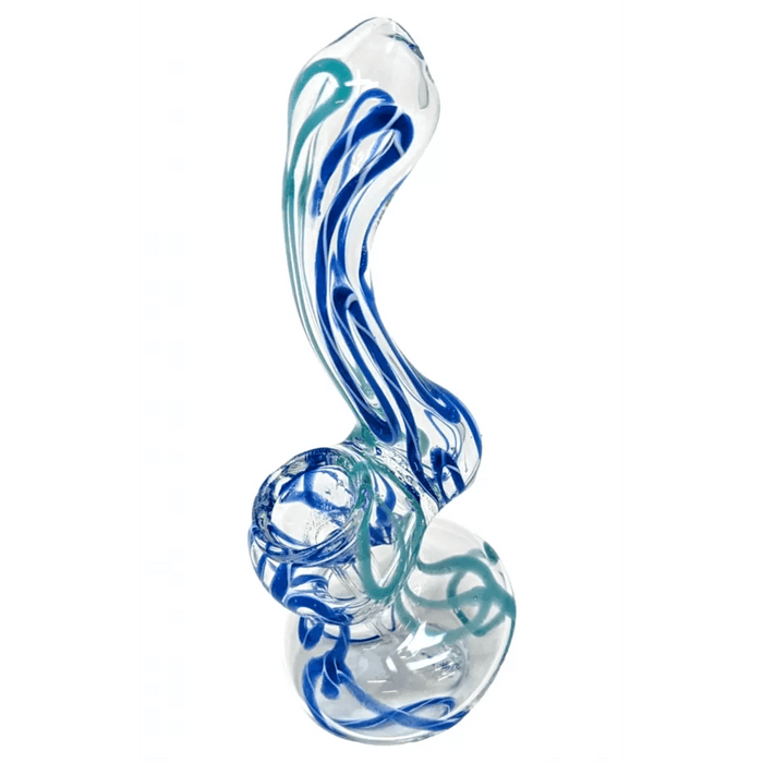 4" Assorted Mini Spiral Line Clear Body Bubbler Hand Pipe