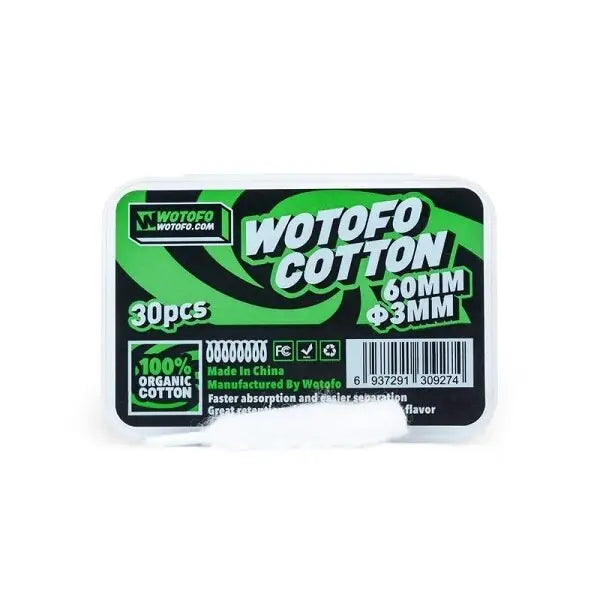 Wotofo Agleted Organic Cotton 3mm (30pcs) - My Vpro