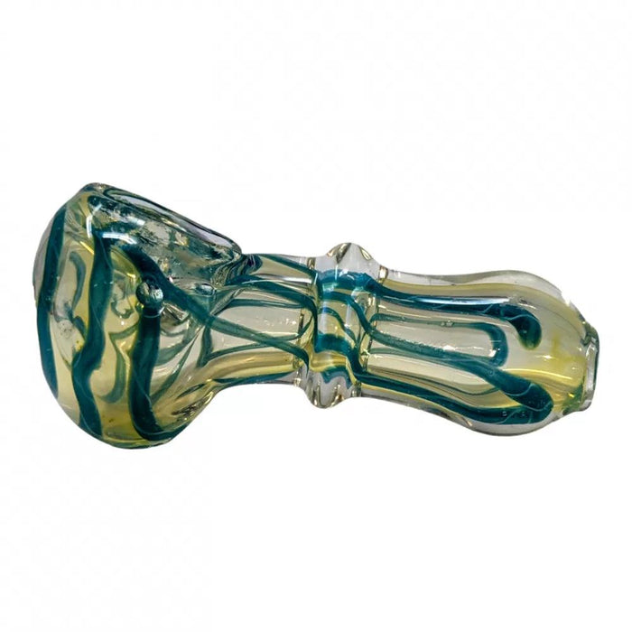 2.5" Silver Fumed Ribbon Art Single Rim Hand Pipe