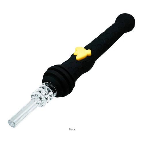 Stratus 4.5" Silicone Bee Honey Dipper With 14mm Quartz Straw - Halloween Gift