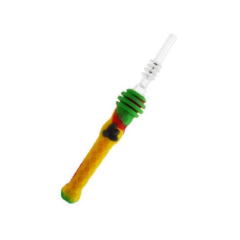 Stratus 4.5" Silicone Bee Honey Dipper With 14mm Quartz Straw - Halloween Gift