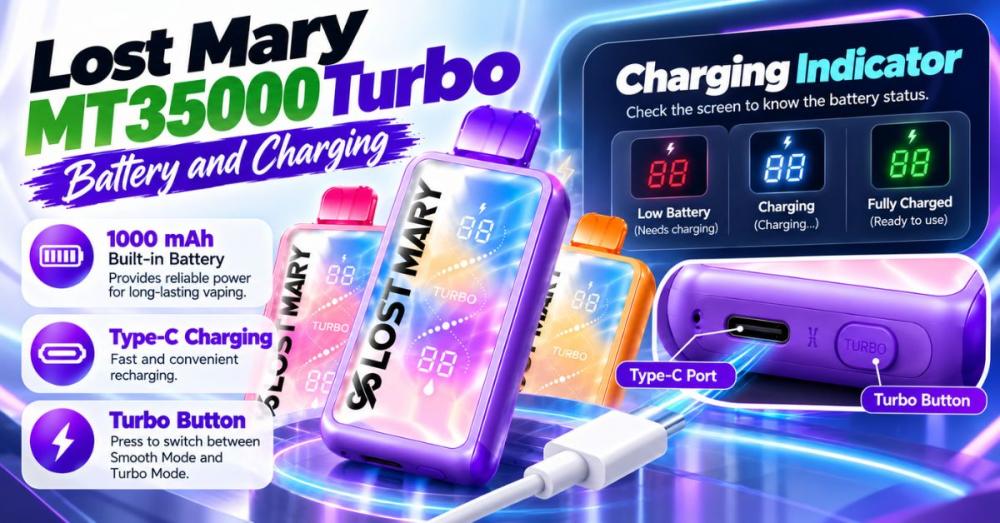 Lost Mary MT35000 Turbo Battery and Charging