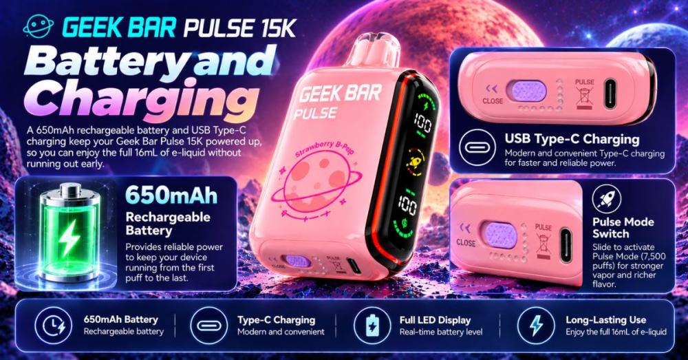 Geek Bar Pulse 15K Battery and Charging
