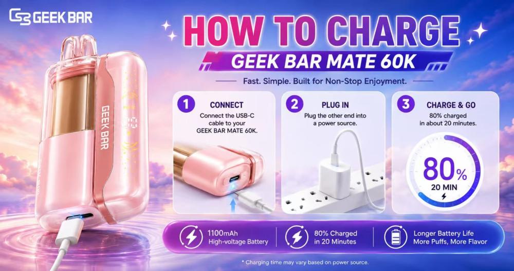 How to Charge Geek Bar MATE 60K