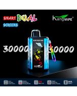 Kangvape 30K Blue Razz Iced disposable vape, smart dual screens, 30000 puffs promo graphic