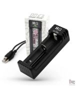 Black Hohm Tech School UNO 2A single-bay battery charger with box and USB cable