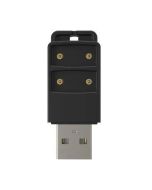 JMATE Dual Battery Charger front view, black with two charging slots and gold contacts
