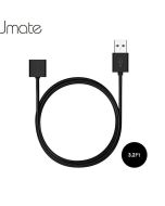 JMATE 3.2ft USB charging cable, coiled black cable with USB-A connector