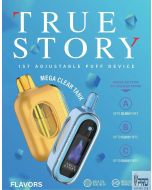 True Story 20K Puffs Disposable hero banner - gold Lemon Blueberry device and blue device, Mega Clear Tank adjustable puff modes up to 20,000 puffs