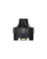 Wismec R80 pod cartridge front view, black body, clear window, gold contacts at base